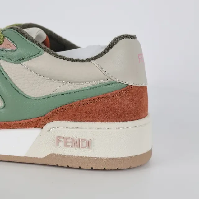 Fendi FF Motif Terracotta and Sage Green Lifestyle Sneakers 4