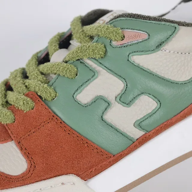 Fendi FF Motif Terracotta and Sage Green Lifestyle Sneakers 6