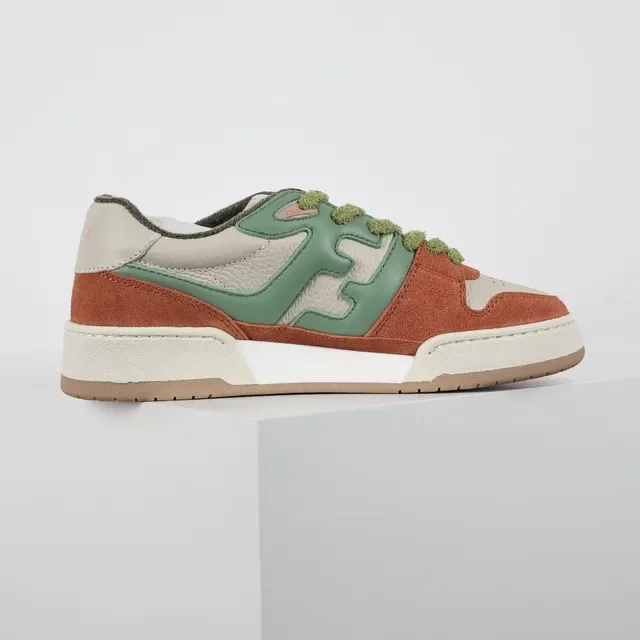 Fendi FF Motif Terracotta and Sage Green Lifestyle Sneakers 7