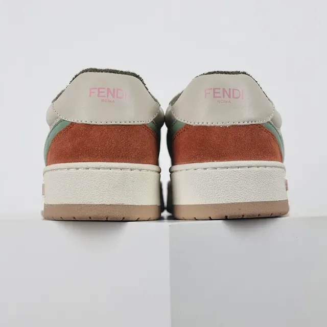 Fendi FF Motif Terracotta and Sage Green Lifestyle Sneakers 8