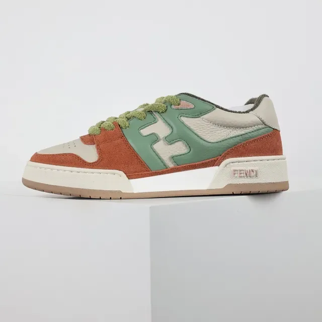 Fendi FF Motif Terracotta and Sage Green Lifestyle Sneakers 9