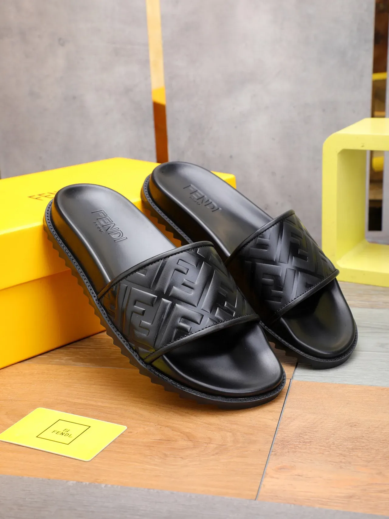 Fendi FF Slide Black Slippers 7