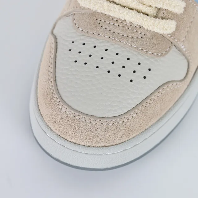 Fendi FF Sneaker Beige Blue Layered Suede And Leather Upper Bold Motif Overlay Sneakers 5