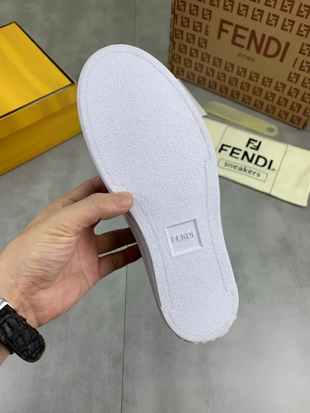 Fendi Monster Eye Brown and Yellow Suede Slip-On Lifestyle Sneakers 2