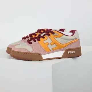 Fendi Tênis Lifestyle com Painel de Logo FF em Material Multi Superior Rosa Laranja