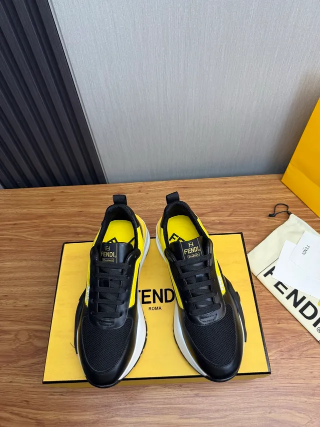 Fendi Runner Black and Yellow Chunky Sneakers 2