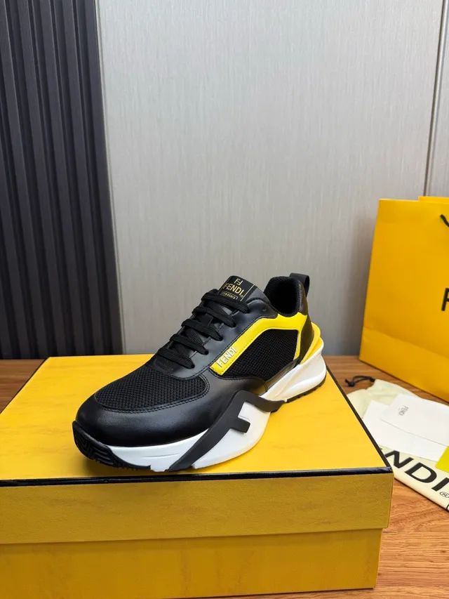 Fendi Runner Black and Yellow Chunky Sneakers 3