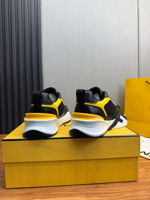 Fendi Runner Black and Yellow Chunky Sneakers 4