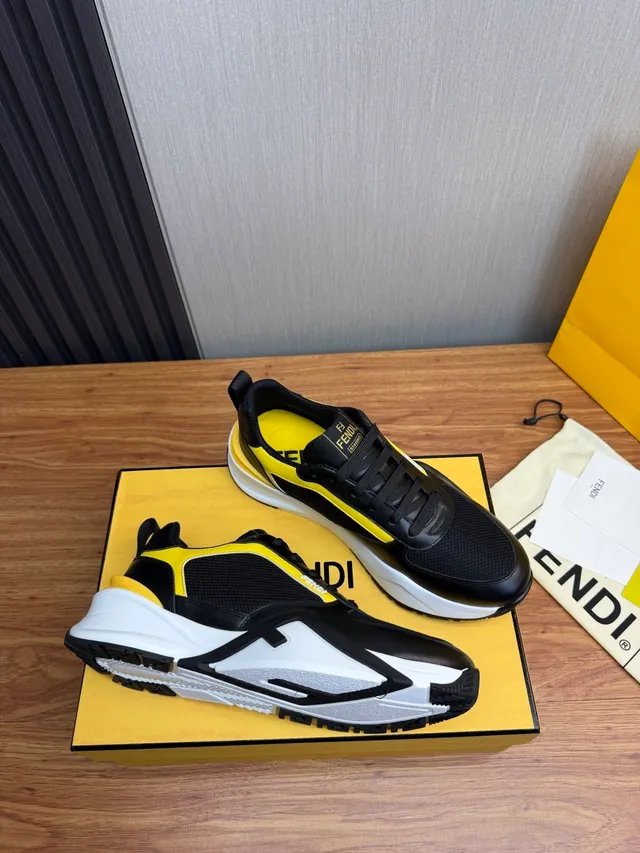 Fendi Runner Black and Yellow Chunky Sneakers 5
