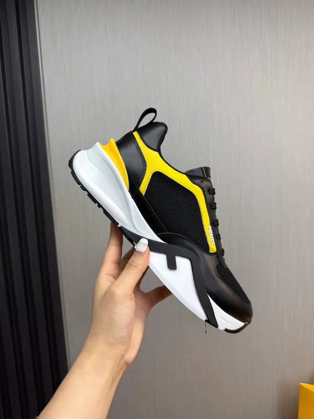 Fendi Runner Black and Yellow Chunky Sneakers 6