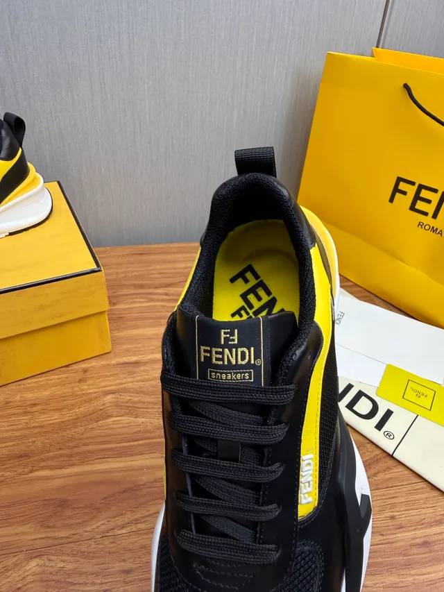 Fendi Runner Black and Yellow Chunky Sneakers 7