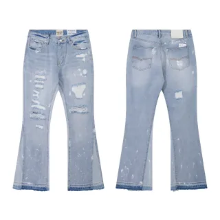 Gallery Dept Distressed Flared Paint-Splatter Light Blue Jeans