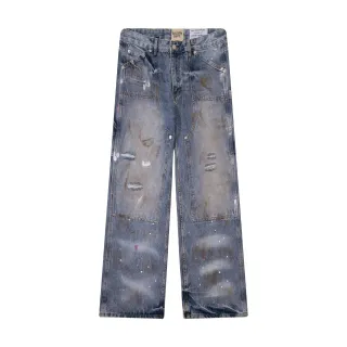 Gallery Dept Distressed Paint-Splattered Wide-Leg Jeans