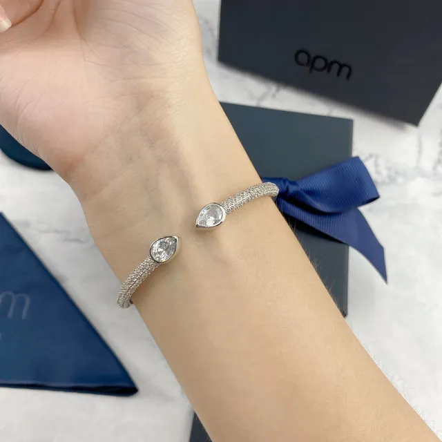 apm Monaco Pavé 泪滴形水晶银色手镯 3