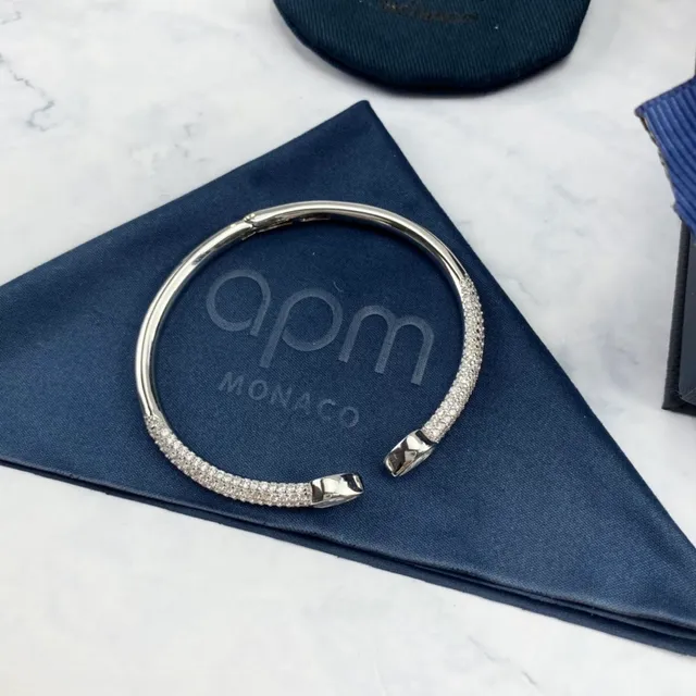 apm Monaco Pavé 泪滴形水晶银色手镯 5
