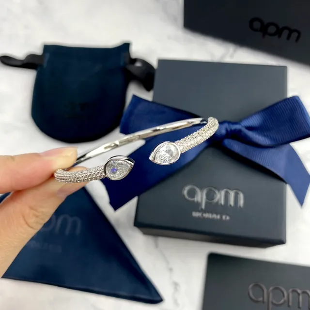 apm Monaco Pavé 泪滴形水晶银色手镯 6