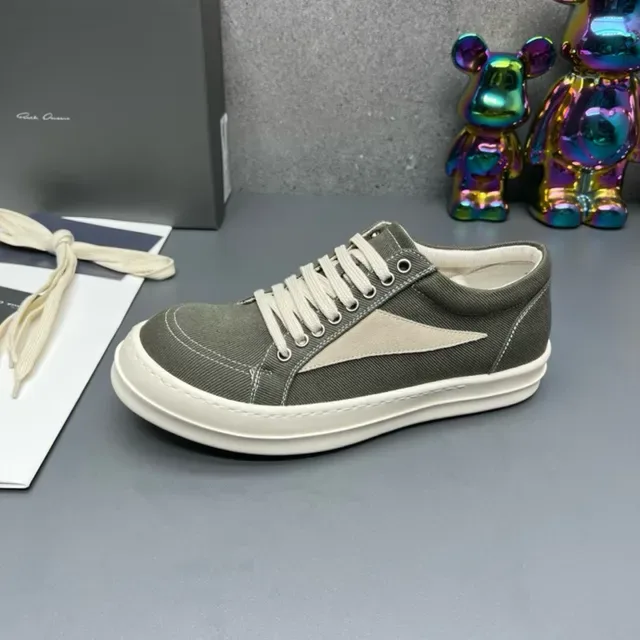Army Green Beige Canvas Upper Contrast Side Panel Lifestyle Sneakers 5