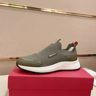 BALLY حذاء رياضي أخضر زيتوني محبوك سهل الارتداء نمط حياة