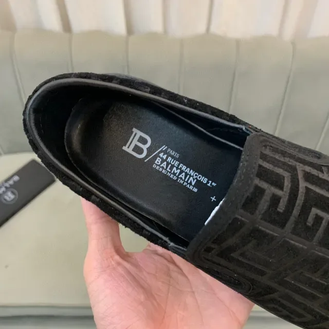 Balm Black Velvet Upper Greek Key Embossing Loafer 4