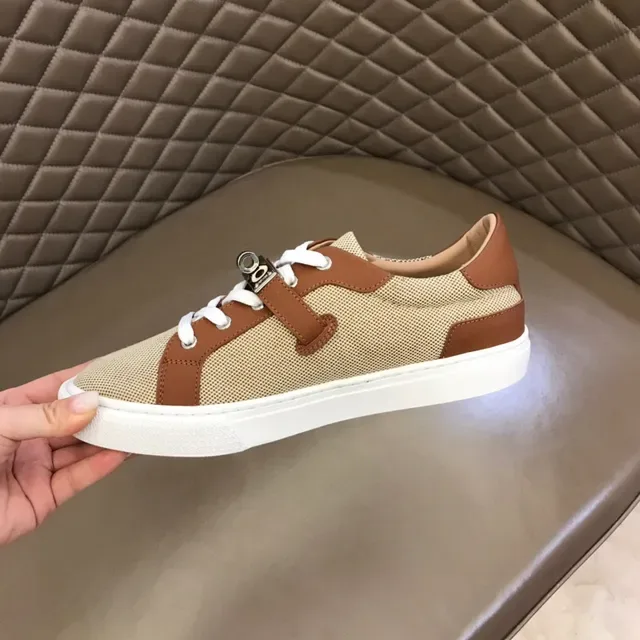 Beige and Brown Mesh Leather Panel Sneaker 3