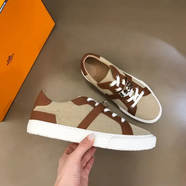 Beige and Brown Mesh Leather Panel Sneaker 6