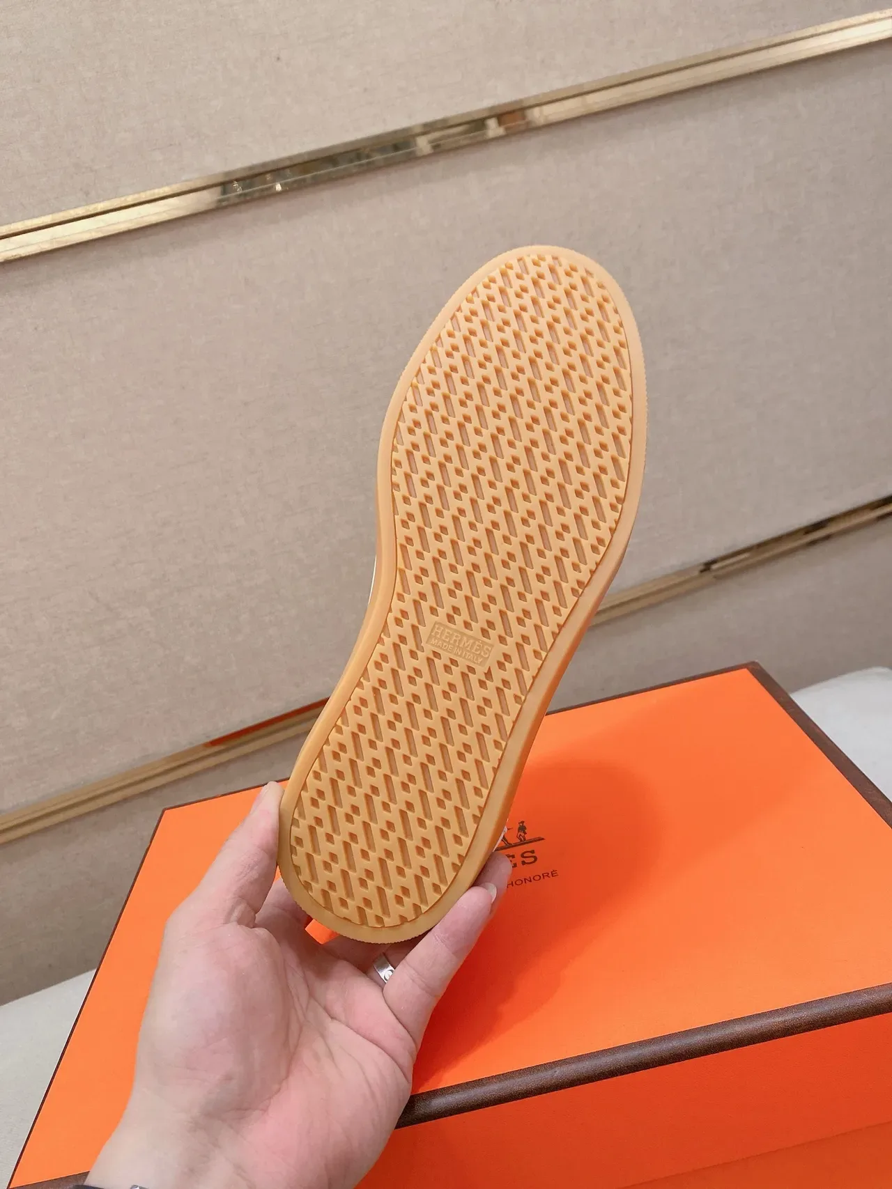 Beige and White Mixed-Material Perforated Lifestyle Sneaker 2