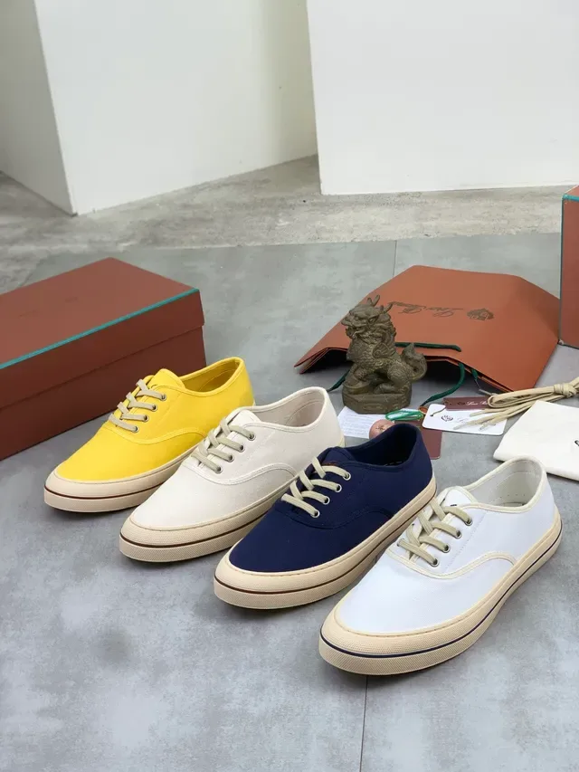 Chaussures canvas low top beige marron 2