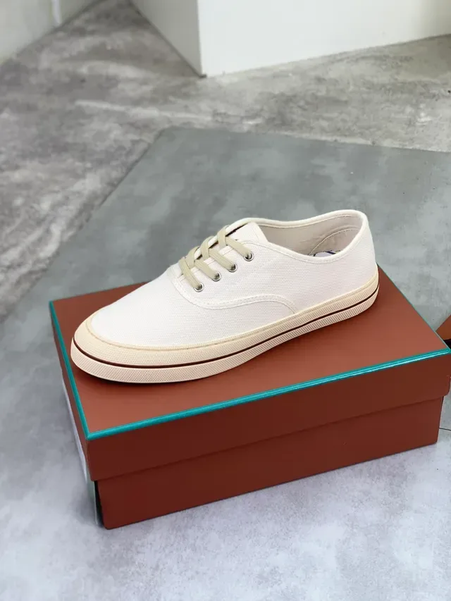 Chaussures canvas low top beige marron 5