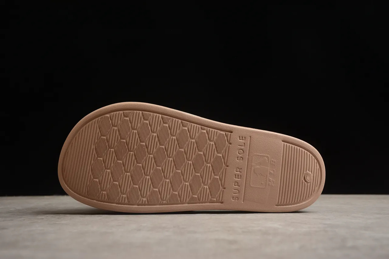 Beige Brown Monogrammed Strap Slide Slippers 10