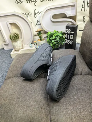 Beige Canvas Platform Mule Slip-On Casual Shoes 6