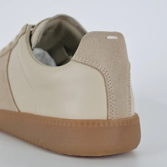 Beige Two-Tone Panelled Suede and Leather Lifestyle Sneakers 4