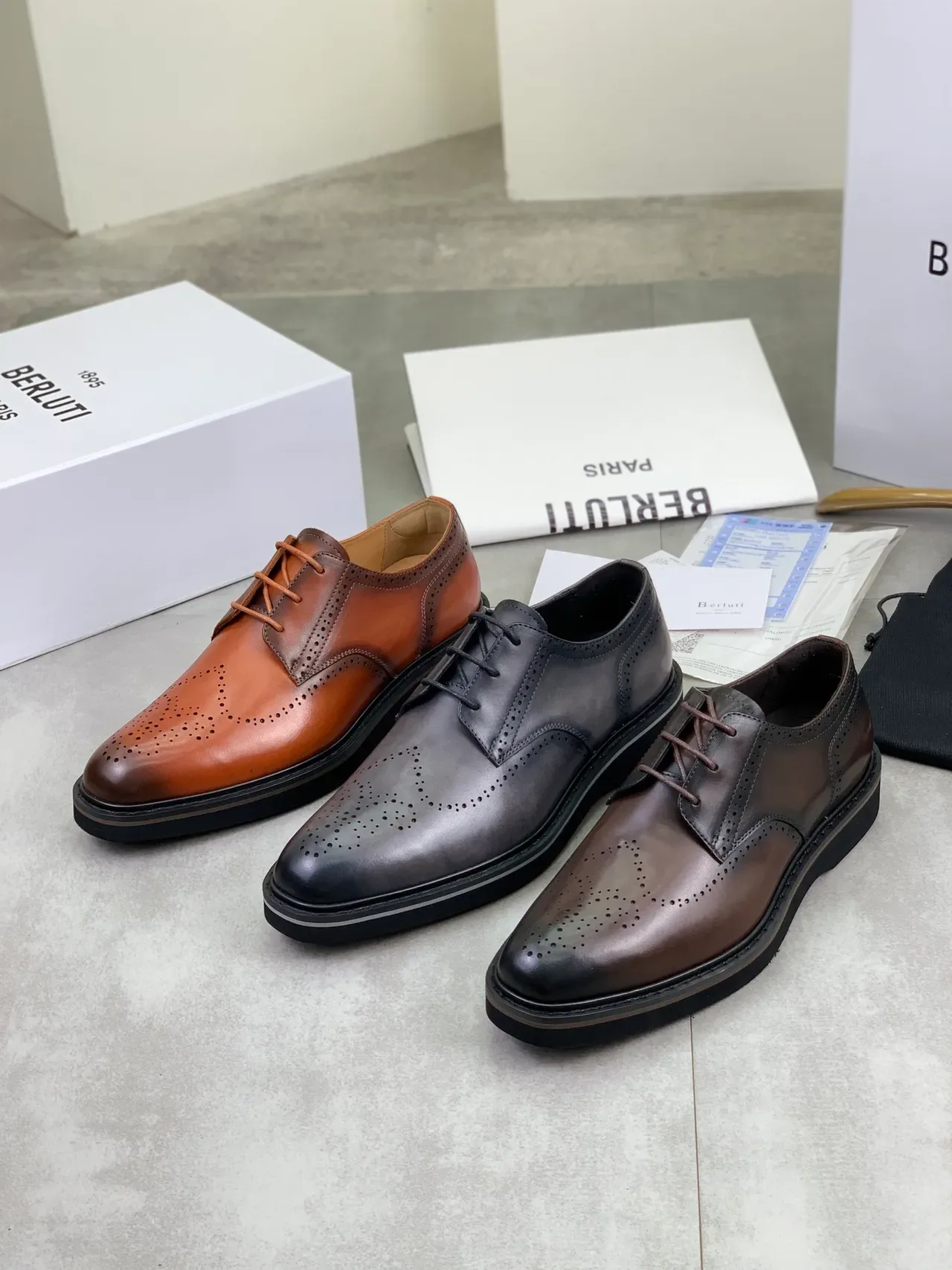 Berluti ফুল ব্রোগ উইংটিপ কগনাক লেদার ব্রোগ 2