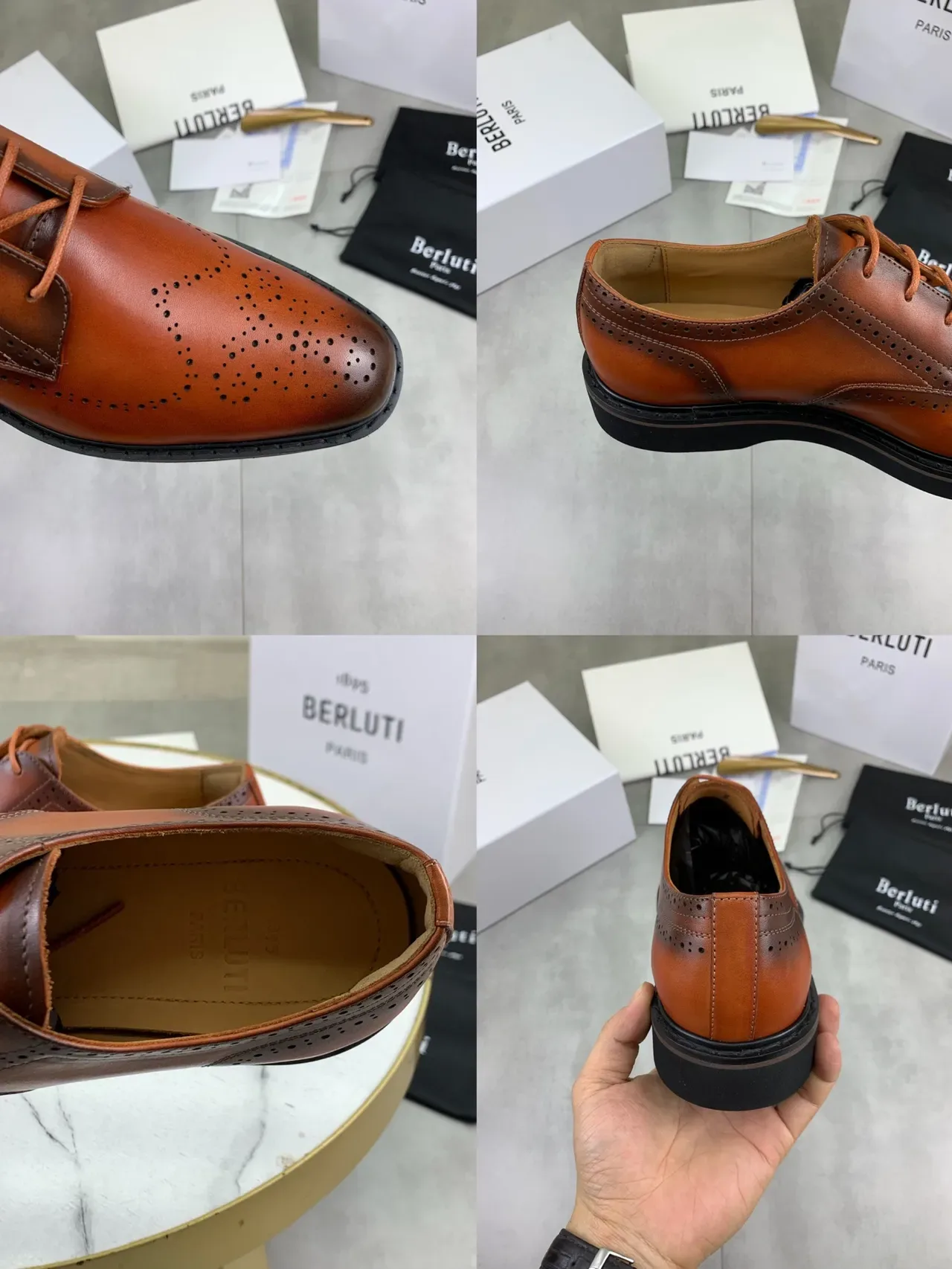 Berluti ফুল ব্রোগ উইংটিপ কগনাক লেদার ব্রোগ 3