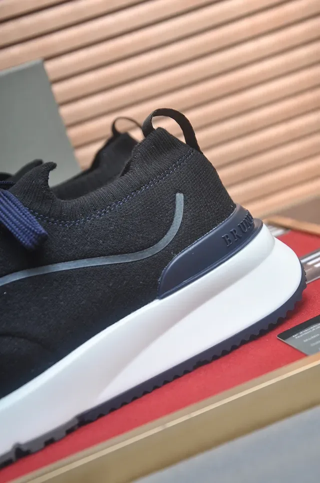 Black and White Knit Upper Lifestyle Sneaker 2