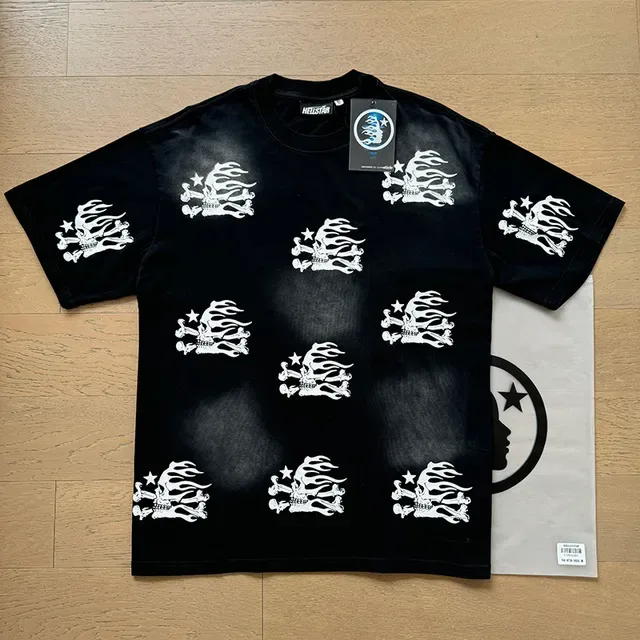 Black and White Skeleton Flame Print Oversized T-Shirt 9