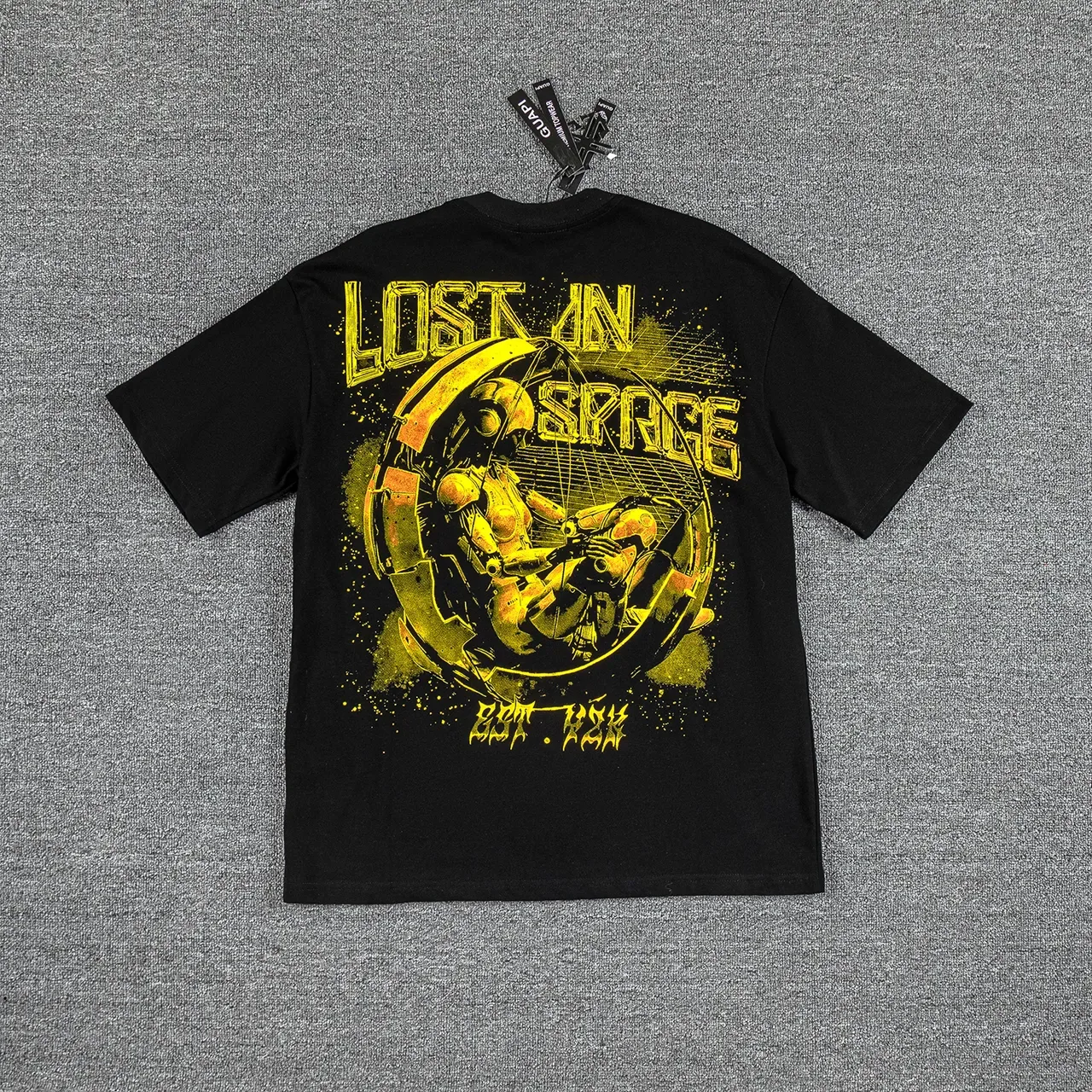 Black and Yellow Graphic Print Oversized T-Shirt 2