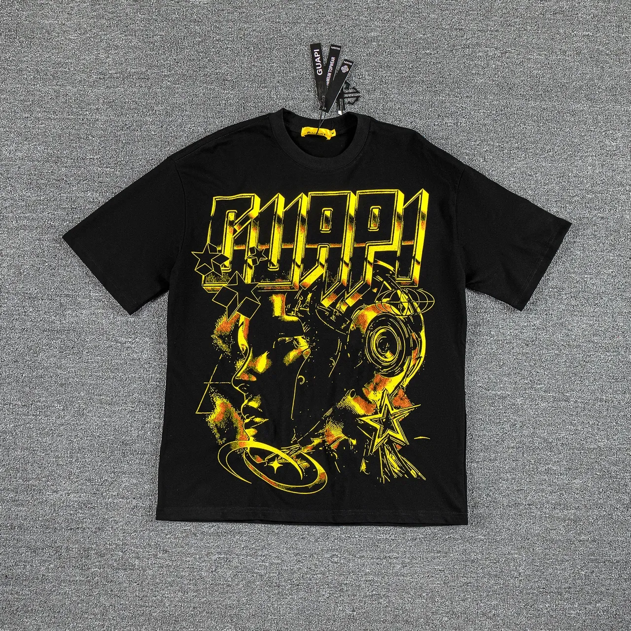 Black and Yellow Graphic Print Oversized T-Shirt 3