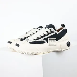 Sneakers de upper de canvas negro y beige con cuello shearling-trimmed