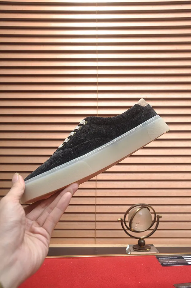Black Beige Low-Top Canvas-Textured Upper Sneakers 5