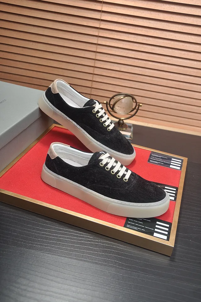Black Beige Low-Top Canvas-Textured Upper Sneakers 6