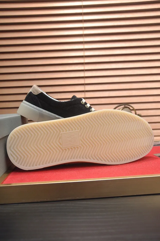 Black Beige Low-Top Canvas-Textured Upper Sneakers 7