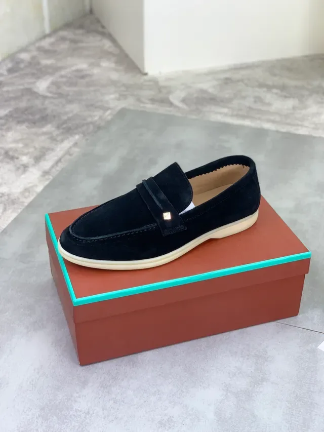 Black Beige Suede Moc-Toe Stitching Loafer 3