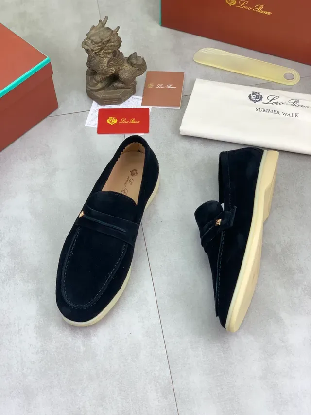 Black Beige Suede Moc-Toe Stitching Loafer 4
