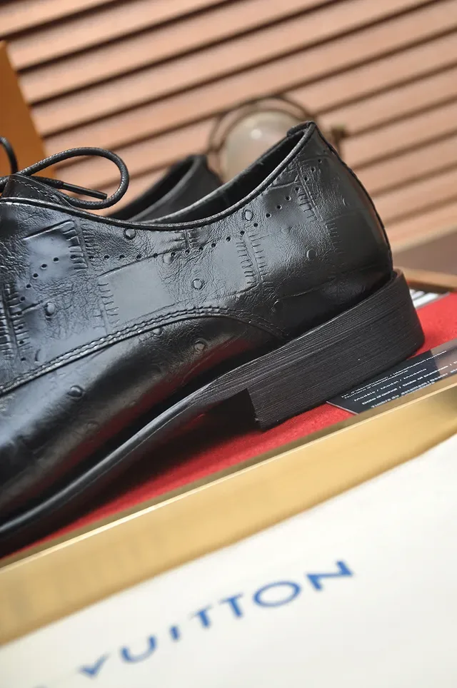 Black Cap-Toe Brogue Embossed Leather Oxford Shoes 2