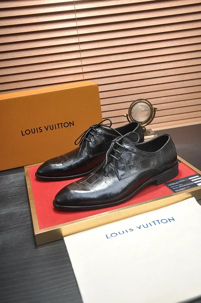 Black Cap-Toe Brogue Embossed Leather Oxford Shoes 4