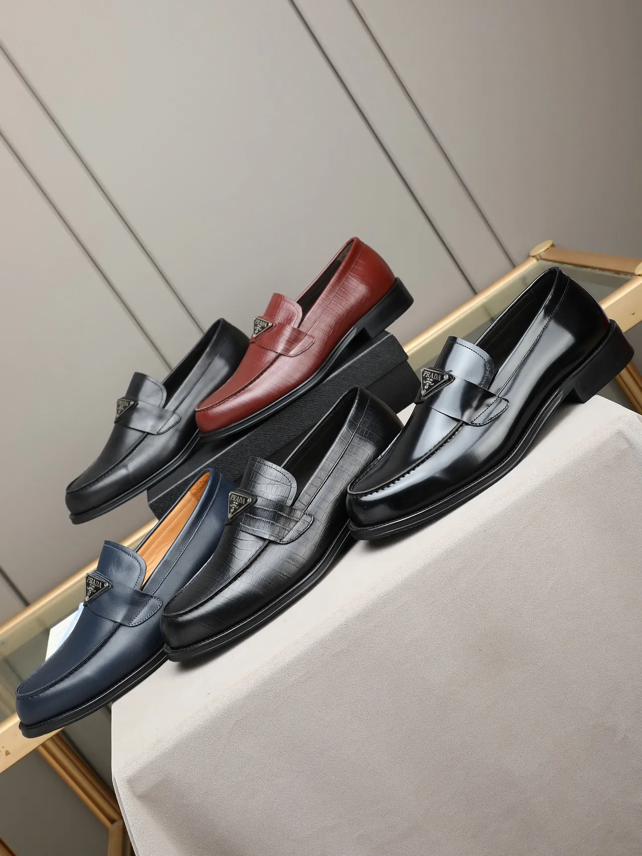 Black Crocodile-Embossed Strap Loafer 2
