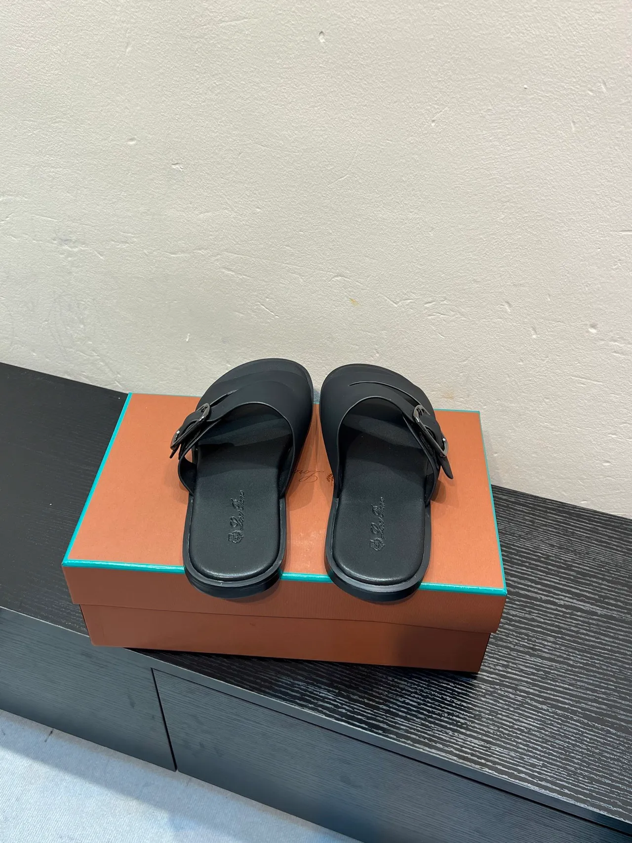 Black Double-Strap Buckle Slide Slippers 6