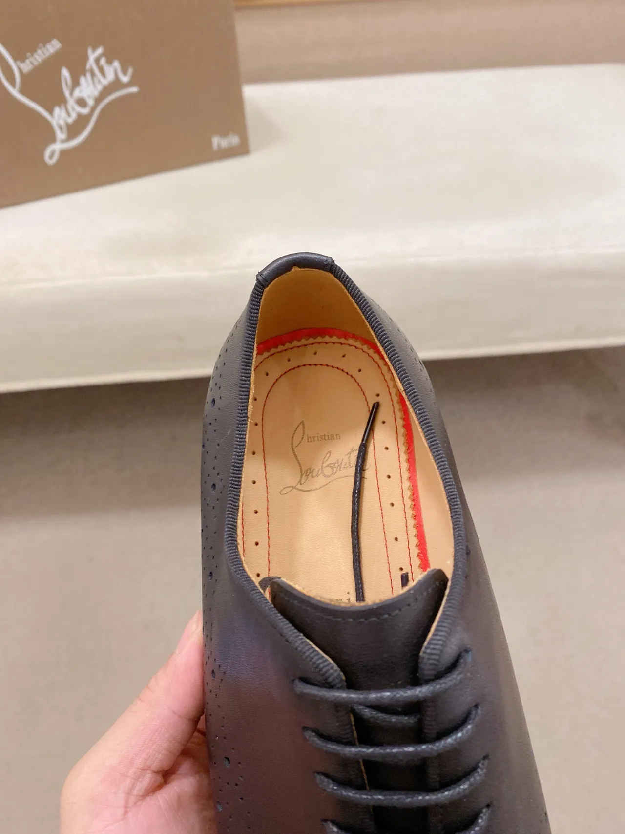Noir Perforations Complètes Cuir Lisse Brogue 6