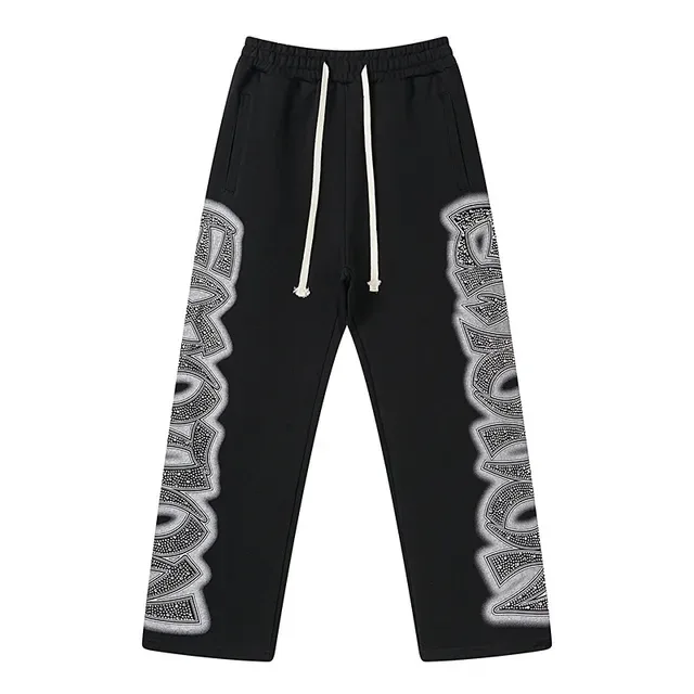 Black Graphic-Print Drawstring-Waist Relaxed Sweatpants 2