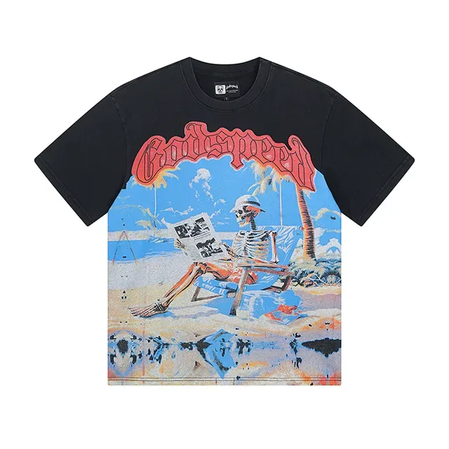 Black Graphic-Print Oversized Band Art T-Shirt 2